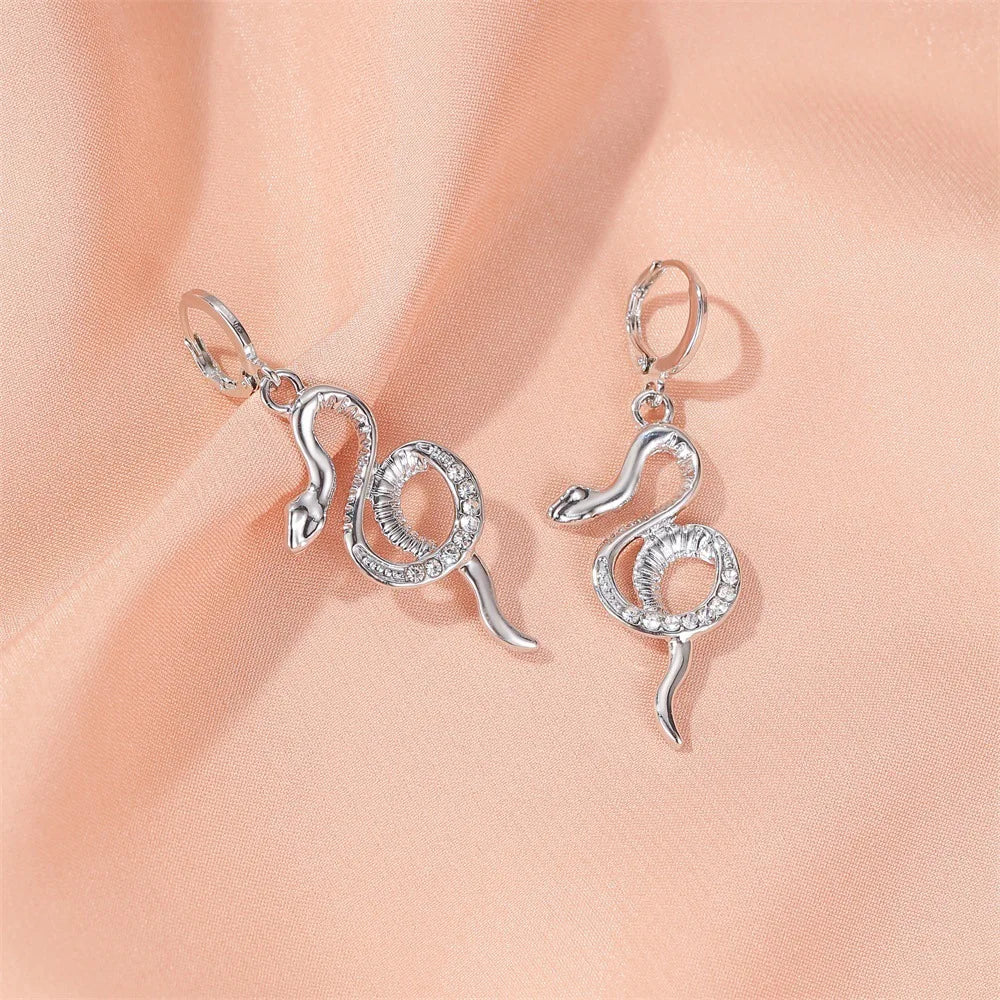 Silver Color Trendy Snake Animal Earrings Personality Creativity Daily Party Jewelry For Women Gifts