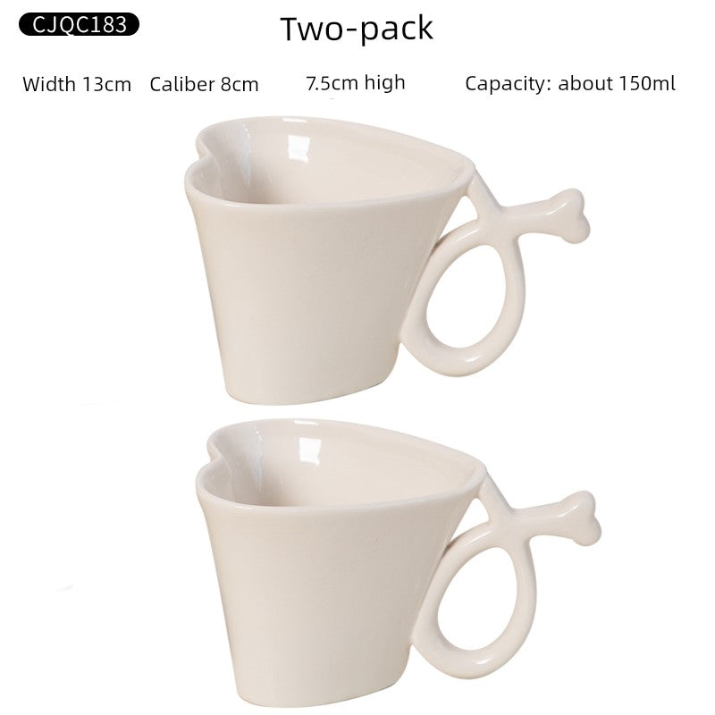 Cup Ceramic Mug with Cover Spoon Tea Cup Retro Domestic Coffee Cup Creative Personalized Trend Couple's Cups