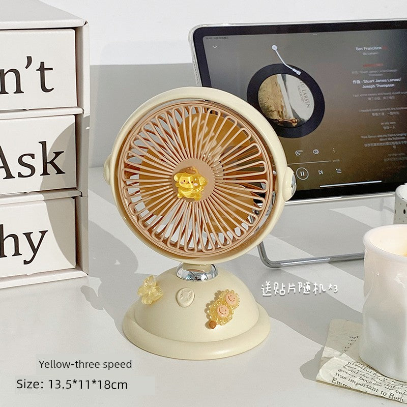 Cute Desktop Little Fan Mute Office Desk Mini Fan USB Rechargeable Student Dormitory Portable