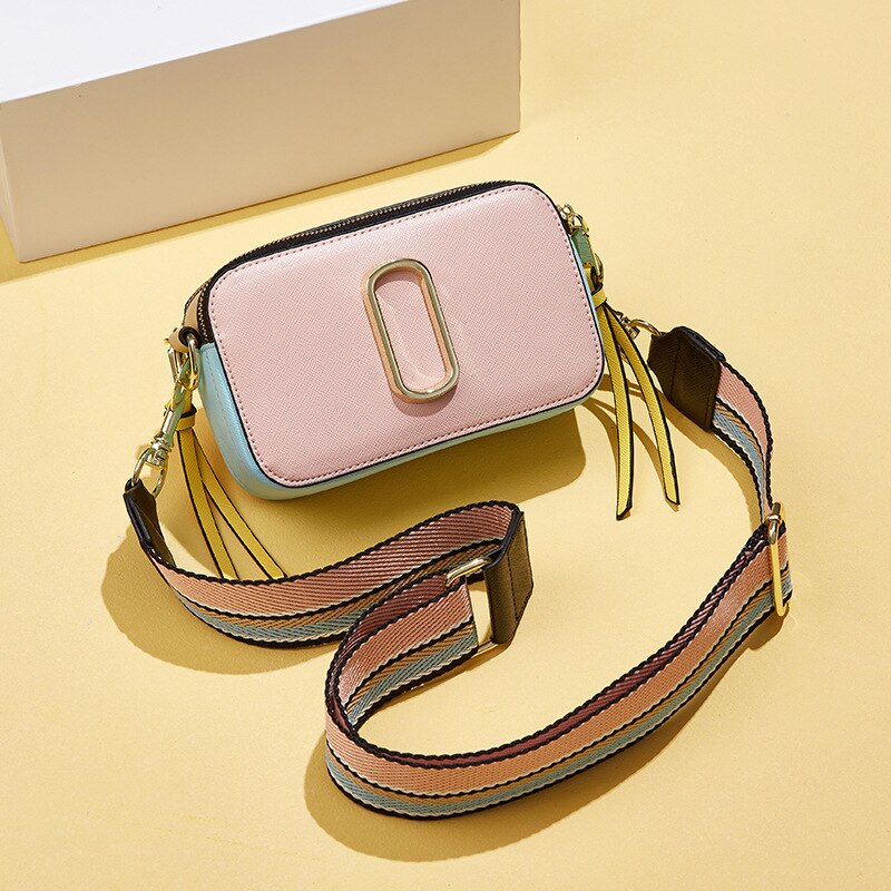 Diinovivo High Quality Square Bag For Women Crossbody Bag PU Leather Shoulder Bag Wide Strap Fashion Panelled Camera BagWHDV2411