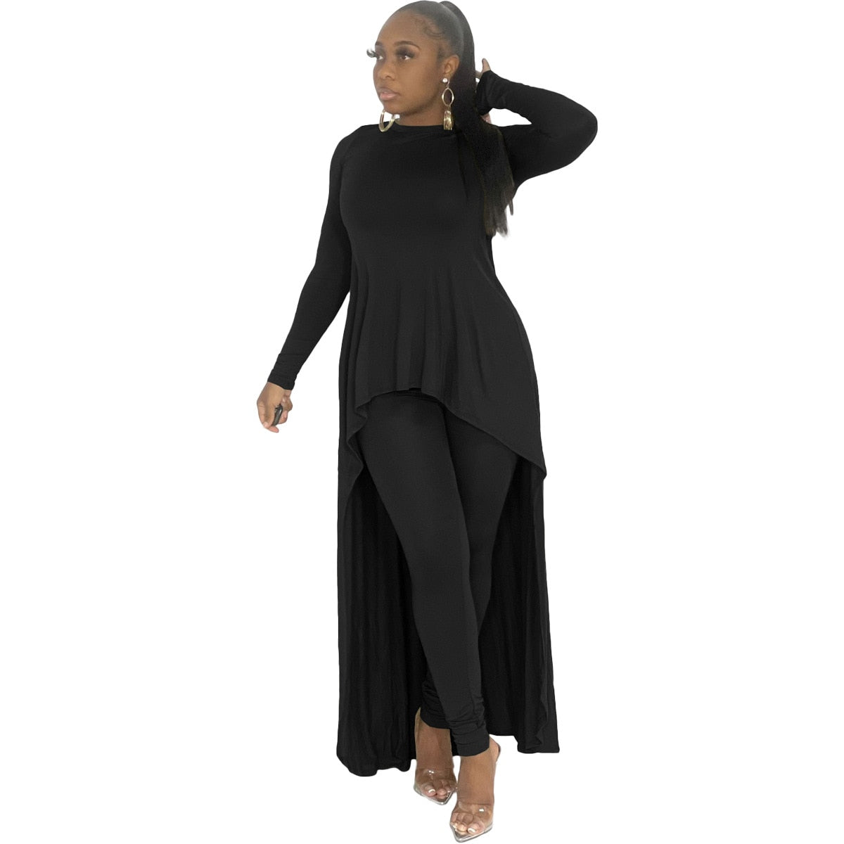 HLJ&amp;GG Fall Winter Casual Irregular Top + Skinny Pants Two Piece Sets Women Outfits Female PINK Letter Print Matching Tracksuits