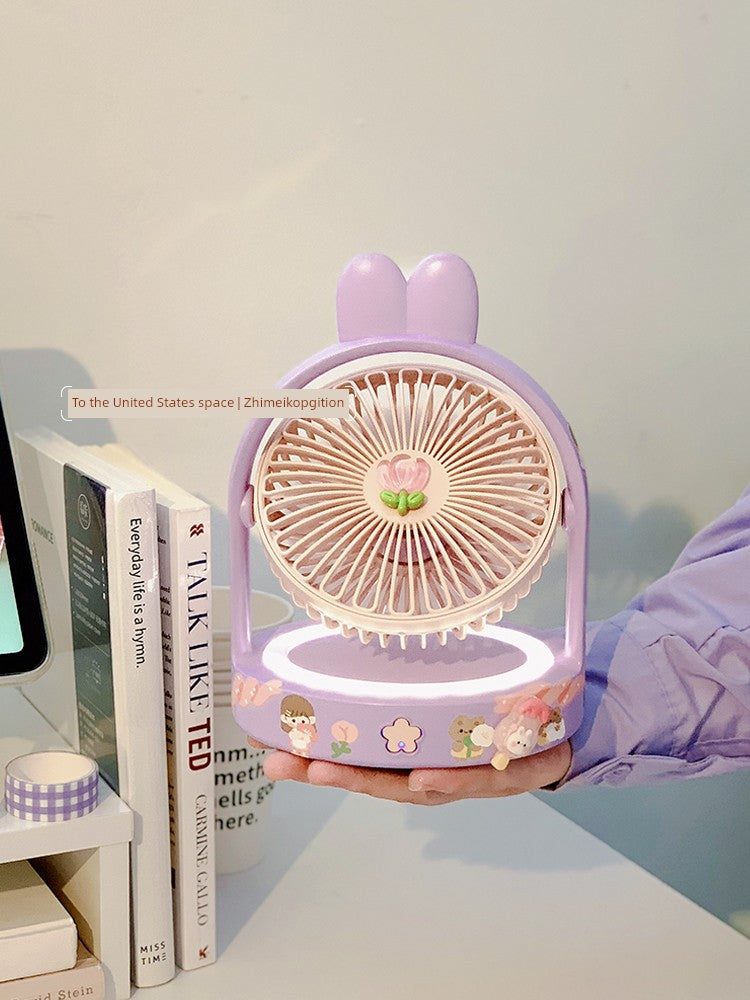 Cute Desktop Little Fan Mute Office Desk Mini Fan USB Rechargeable Student Dormitory Portable