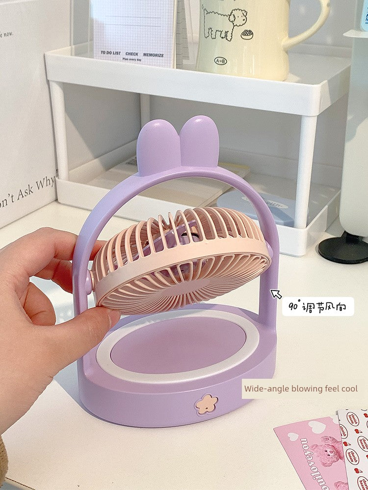 Cute Desktop Little Fan Mute Office Desk Mini Fan USB Rechargeable Student Dormitory Portable