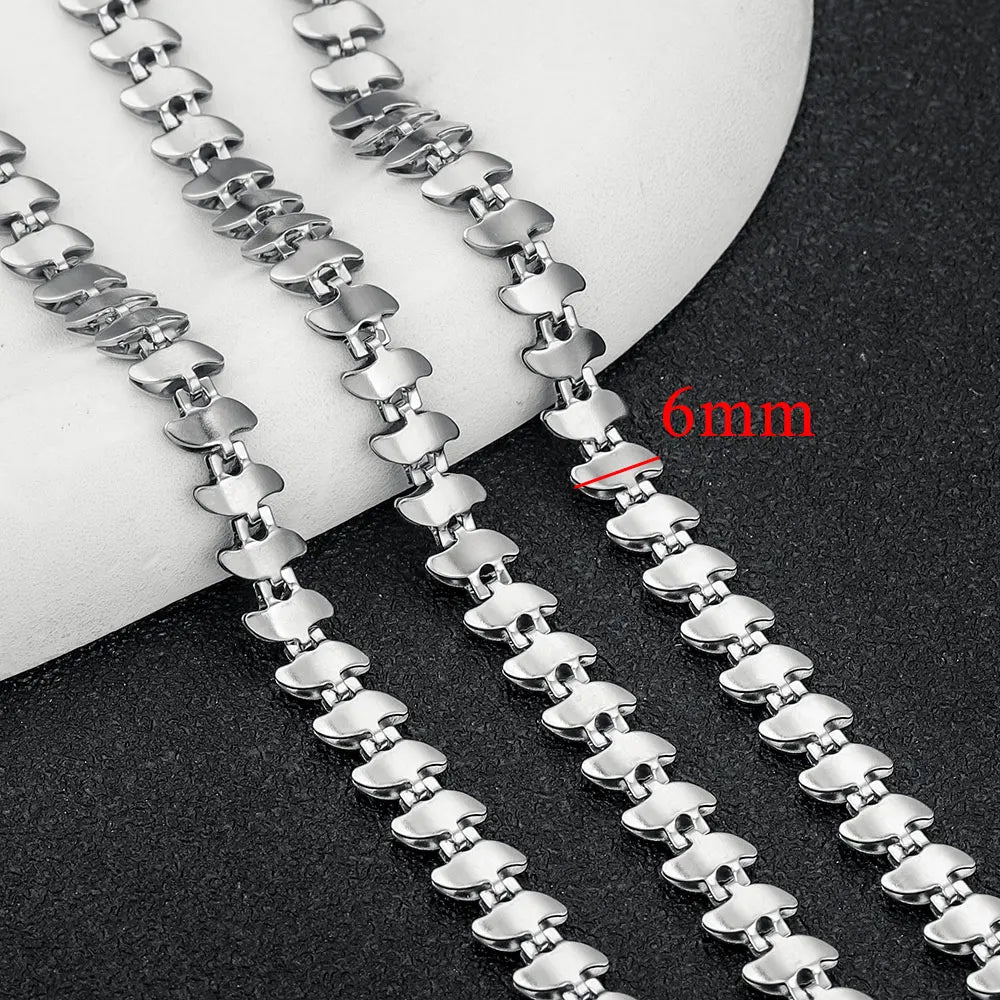 1 Meter Stainless Steel Chain Oval Heart Dolphin Hip Hop NK Cable for DIY Necklace Bracelet Jewelry Making Accessories Wholesale