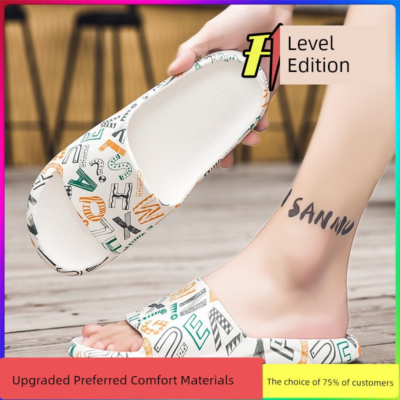 Summer Indoor Bath Sports Hard-Wearing Graffiti Slippers