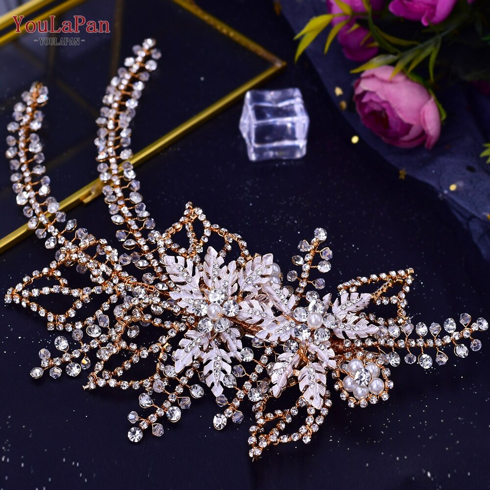 YouLaPan HP438 Shiny Bridal Headdress Luxury Wedding Headband Women Hair Accessories Queen Headpiece Party Banquet Headwear