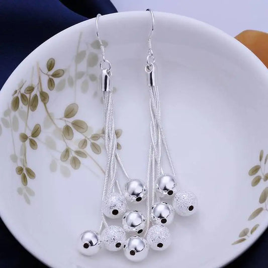 925 Sterling Silver Earring Jewelry wedding trendy fashion bohemian for women elegant nice charms long hook party gifts