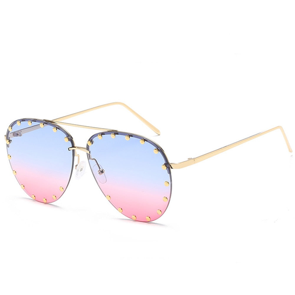 BEGREAT Ladies Metal Rivet Pilot Sunglasses Women Luxury Personality Glasses Cool Eyewear Shades очки солнечные женские UV400