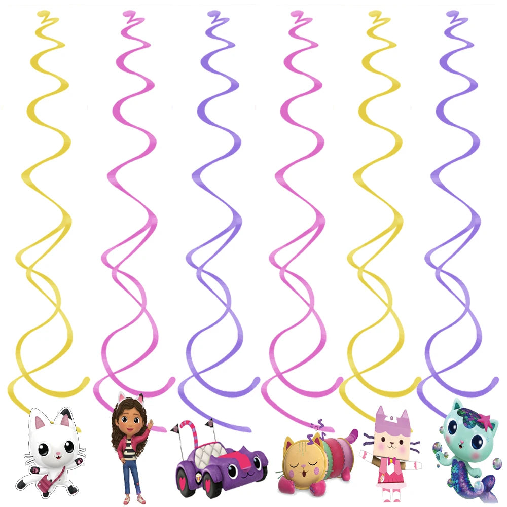 Pink Gabbys Dollhouse Cats Birthday Party Decoration Disposable Tablecloth Cup 3D Doll Balloon For Girls Baby Shower Supplies
