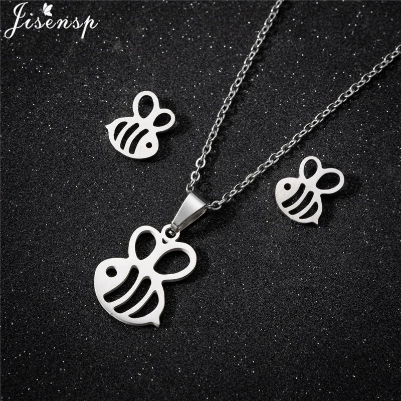 100% Cute Swallow Stainless Steel Pendents Necklaces for Women Small Lion Tiger Bee Snake Animal Earrings Stud Birthday Gifts