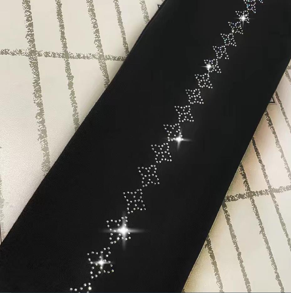 New Autumn Winter High Waist Stretch Thicken Velvet Women Leggings Blingbling Hot Drilling Ankle-length Bottoming Pants Black