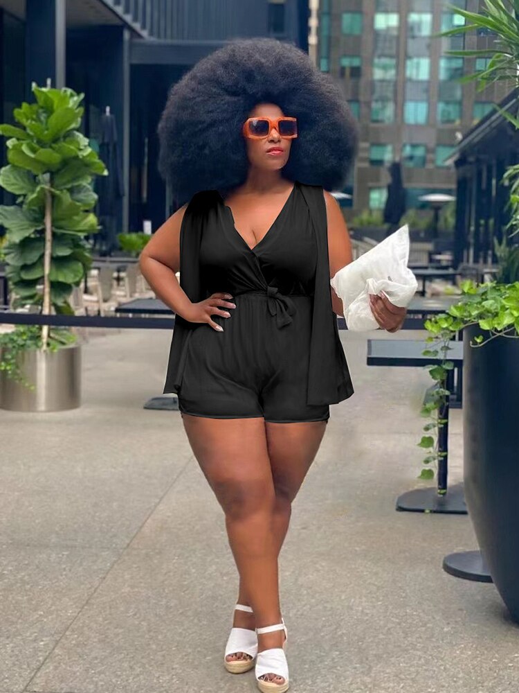 Plus Size Women Clothing Summer Transparent Sexy One Piece Outfits Jumpsuit Shorts Elegant Jumpsuit Wholesale Bulk Dropshipping
