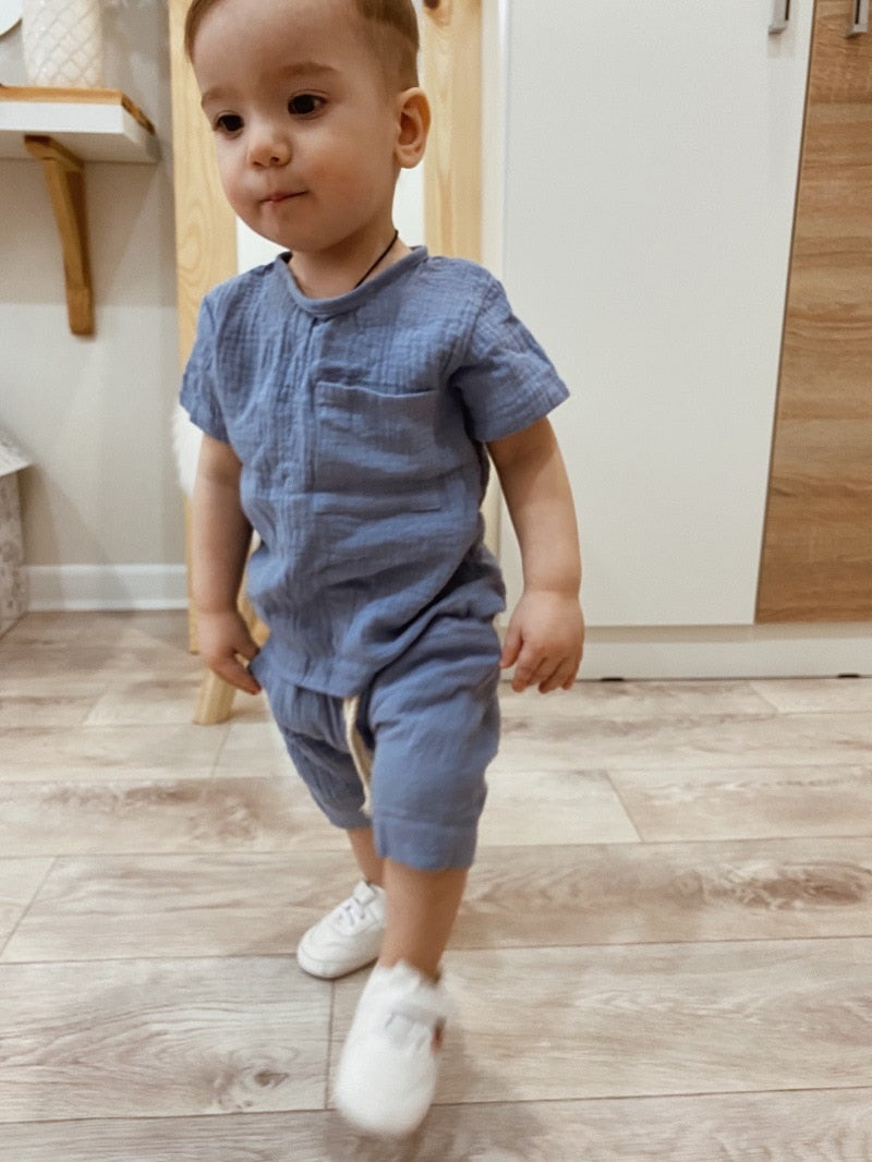 Summer Essential Baby Boys 2 Pieces Tracksuit Clothing Sets Toddler O-Neck Cotton Top T-Shirt+Shorts Suit For Girls Kids Outfits