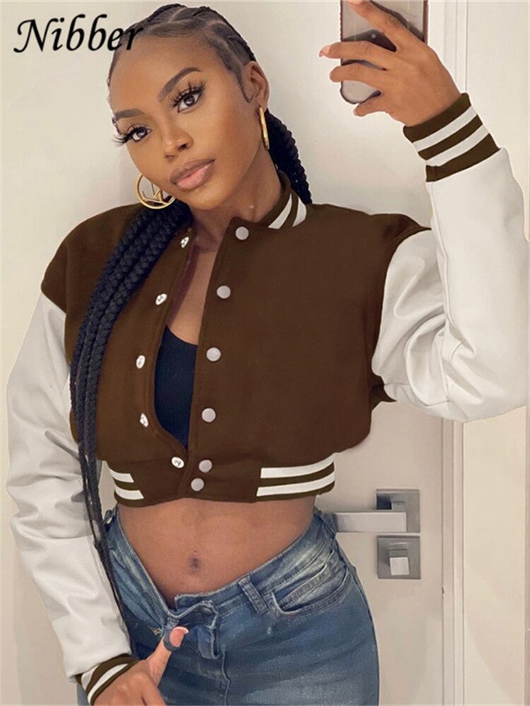 Nibber Fall Winter Baseball Uniform Jacket Letter Print Top 2022Street Casual Coat Cool Style Bomber jacket For Women's Clothing