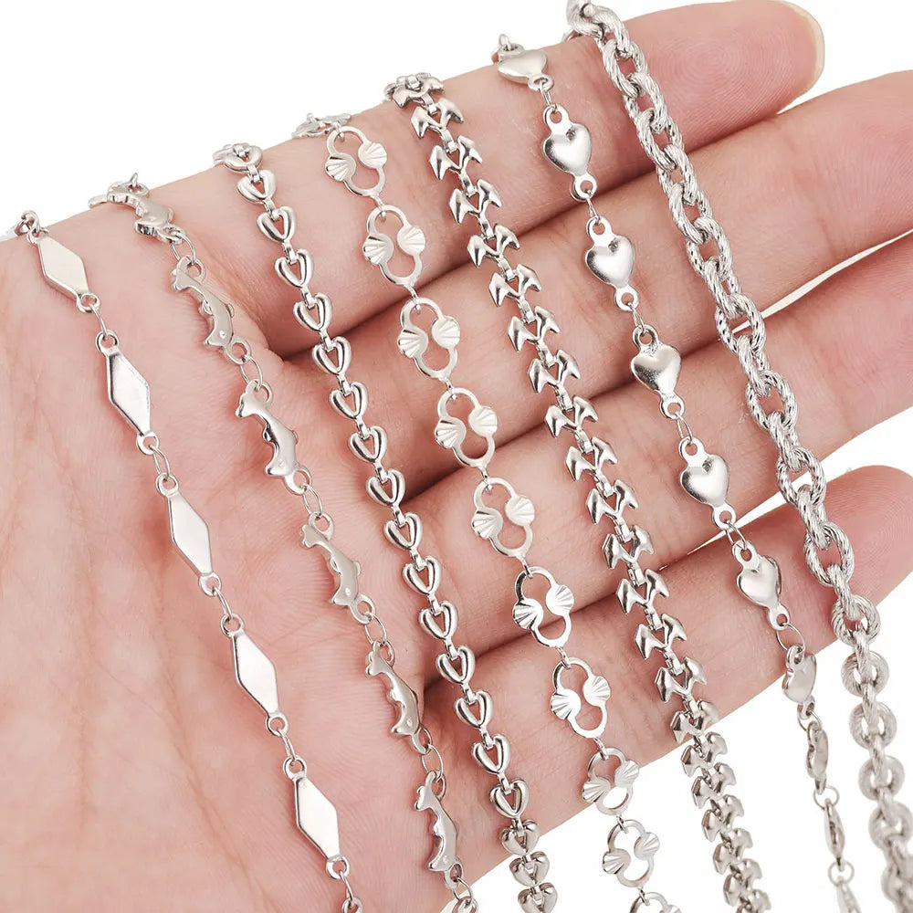 1 Meter Stainless Steel Chain Oval Heart Dolphin Hip Hop NK Cable for DIY Necklace Bracelet Jewelry Making Accessories Wholesale