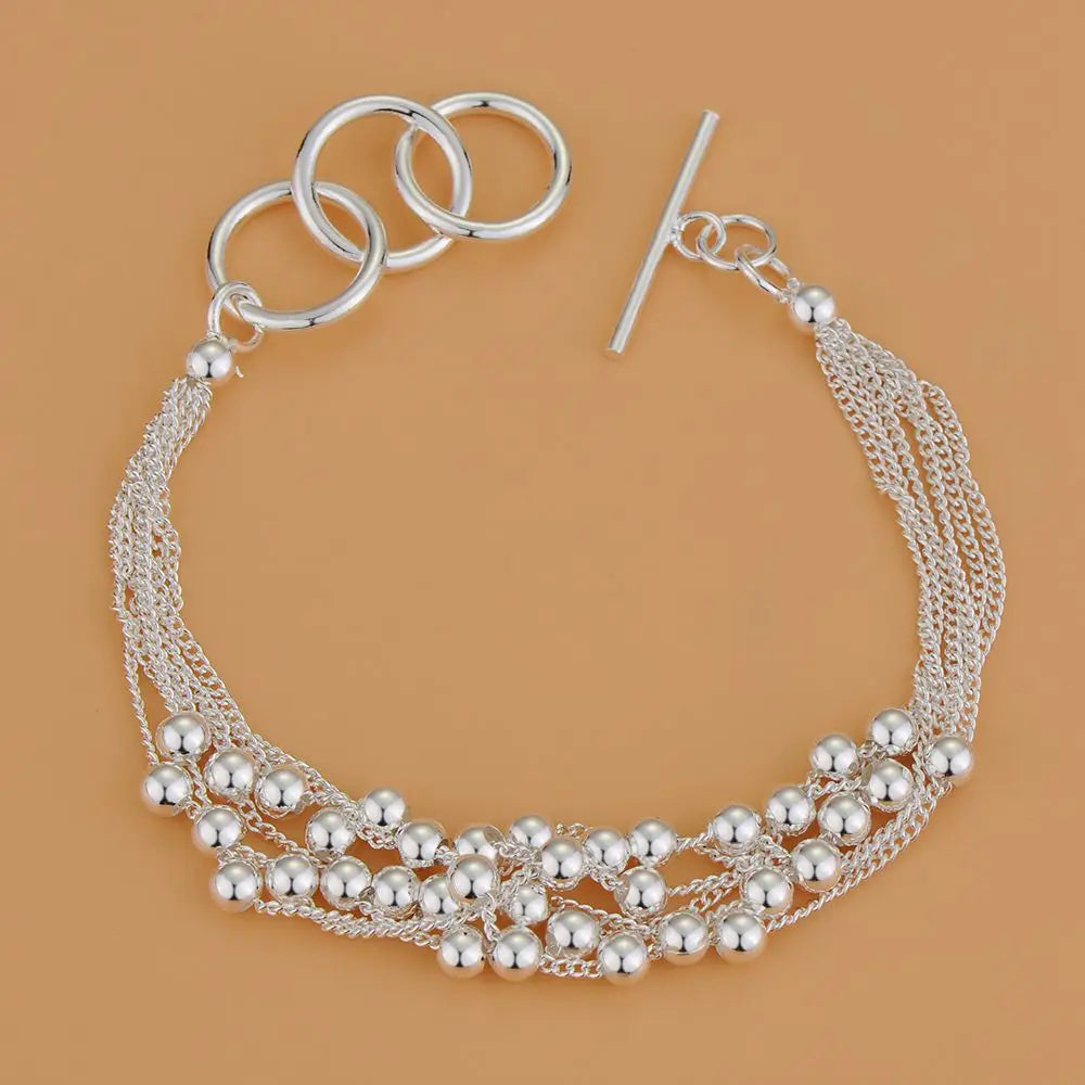 925 Sterling Silver Rose Flowe Bracelet Nice Snake Chain High Quality For Women Men Fashion Jewelry Wedding Engagement Party