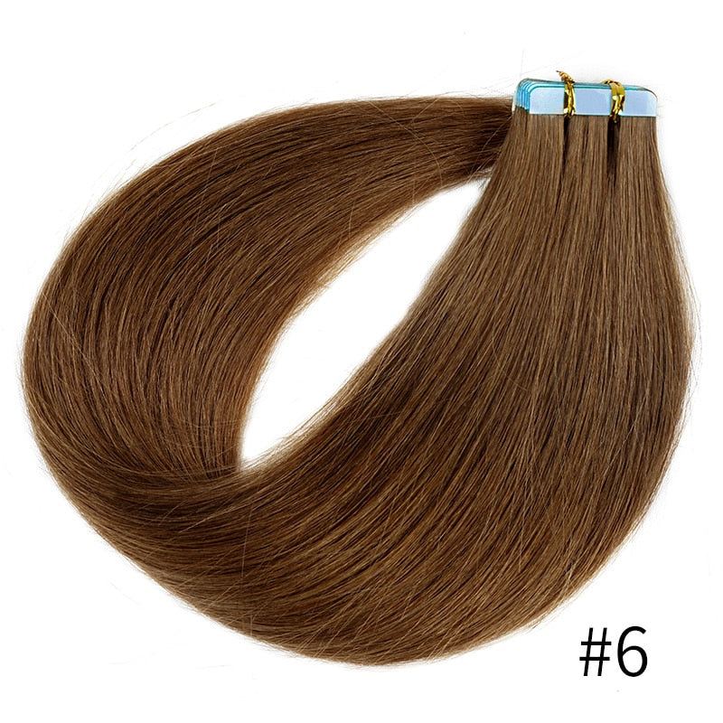 Veravicky Hair Tape In Hair Extensions Natural Human Hair Tiny Interface 4x0.8cm Skin Weft Remy 10pcs 16-24 inch For Thin Hair