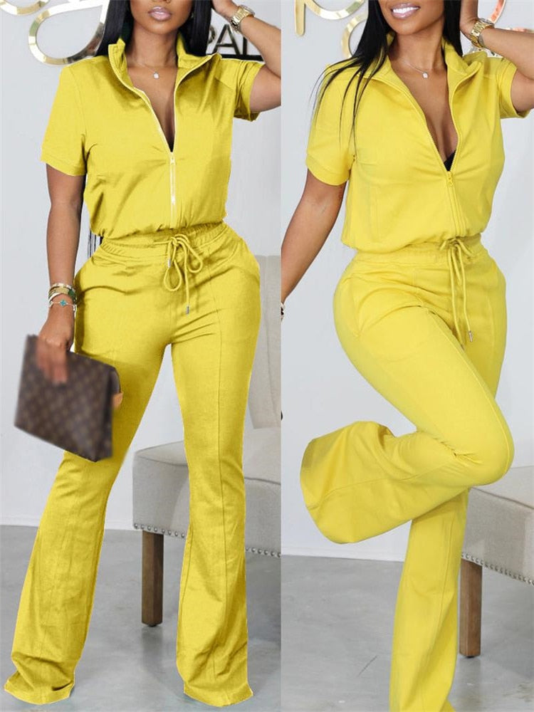 2023 Two Piece Sets Womens Geometric Print Zip Up Top &amp; Drawstring Pants Set Outifits Fashion Tracksuits Casual T Female Outfit
