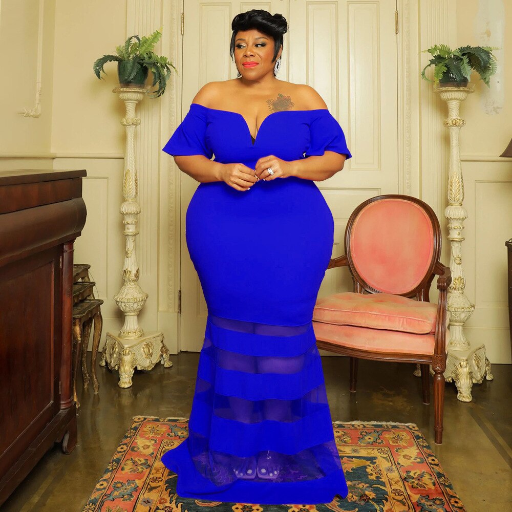 Plus Size Women Party Dresses Mesh Puff Sleeve White Dress Female Luxury Designer Cloth 2023 Spring Evening Birthday Robe