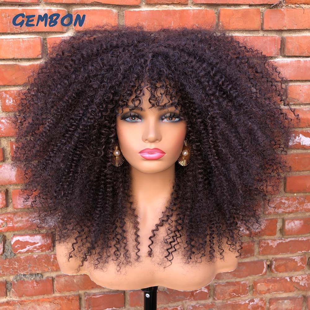 Short Hair Afro Kinky Curly Wig For Black Women Cosplay Blonde Synthetic Natural Red Wigs African Ombre HighTemperature Glueless