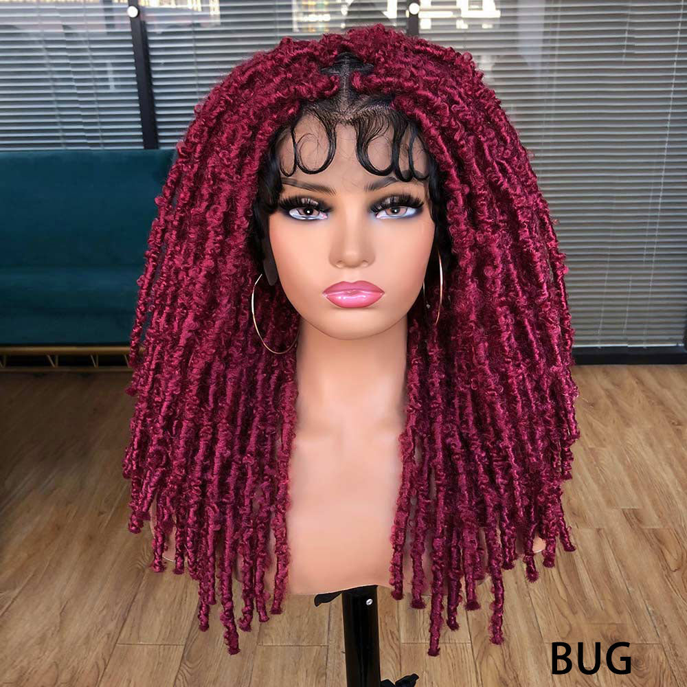 Blue Butterfly Locs Full Lace Braided Wigs For Women Crochet Hair Dreadlocks Meche Faux Locks Braids Extensions Synthetic Hair