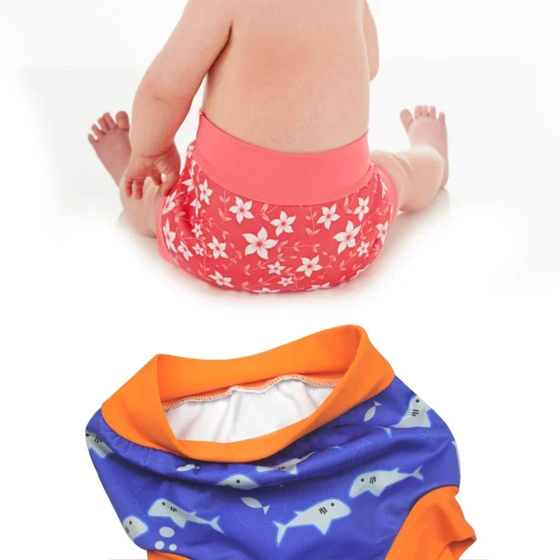 Leakproof Swimming Diaper Newborn Baby High Waist Swimming Nappies Baby Boys Girls Cartoon Printed Cloth Diapers