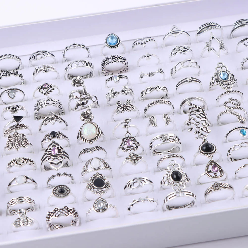 20Pcs/Lot Punk Snake Animal Hollow Star Moon Kuncle Rings for Women Joint Finger Mix Style Jewelry Party Gifts