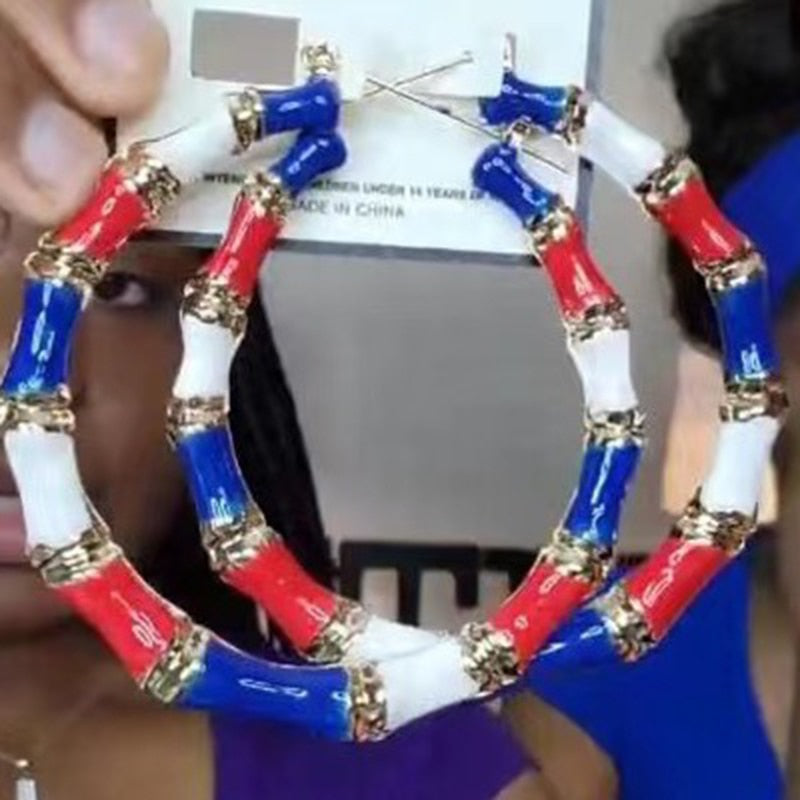 GSOLD Multi Color Hoops Big Bamboo Earrings For Women Exaggerated Sexy Metal Round Circle Hip Hop Earrings Summer Jewelry