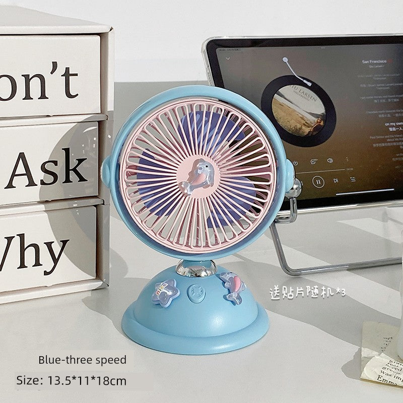 Cute Desktop Little Fan Mute Office Desk Mini Fan USB Rechargeable Student Dormitory Portable