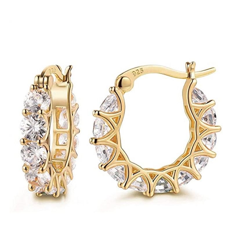 High Quality Cubic Zirconia Women Hoop Earrings Stylish Girl Accessories Party Daily Wearable Fashion Jewelry Gift
