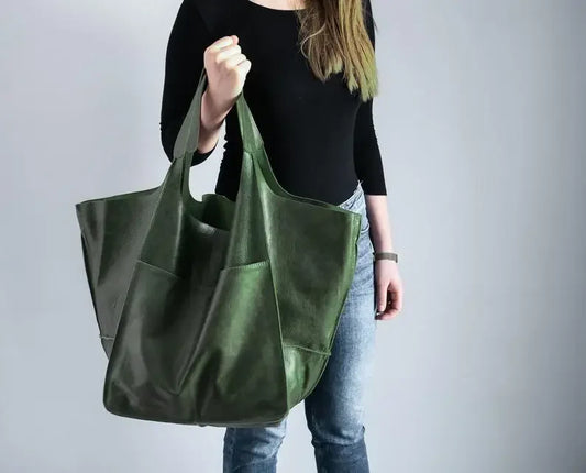 Leather Hasp Bucket Bags Women Handbags Interior Zipper Pockets Shoulder Bags Totes Vintage Style Large Capaccity Soft