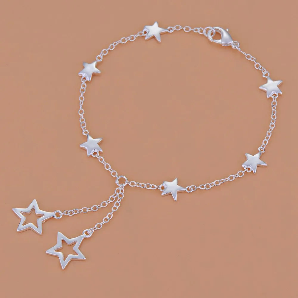 925 Sterling Silver Rose Flowe Bracelet Nice Snake Chain High Quality For Women Men Fashion Jewelry Wedding Engagement Party