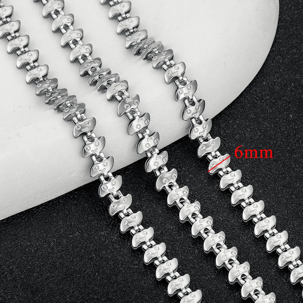 1 Meter Stainless Steel Chain Oval Heart Dolphin Hip Hop NK Cable for DIY Necklace Bracelet Jewelry Making Accessories Wholesale