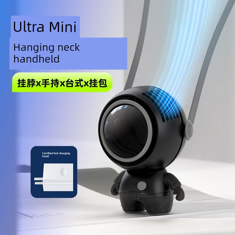 2023 New Style Little Fan Portable Portable Mute Office Desk Hanging Neck Desktop Student Mini USB Little Fan Charging Strong Head-Shaking Handheld Electric Pocket Turbine with Spray