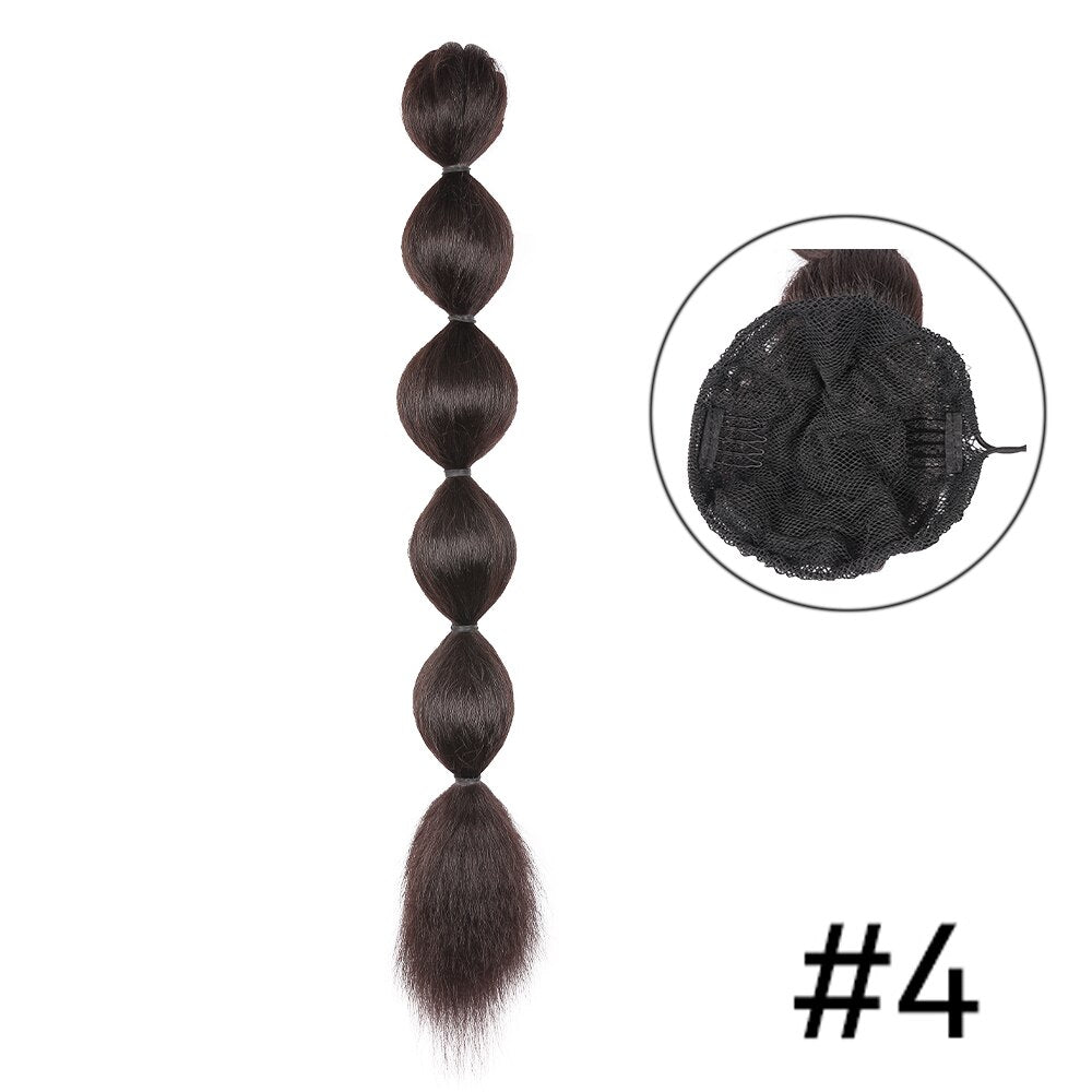 Kinky Straight Ponytail Syntehtic Bubble Ponytail Extensions 20Inch Long Drawstring Antern Bubble Pony Tail For Black Women