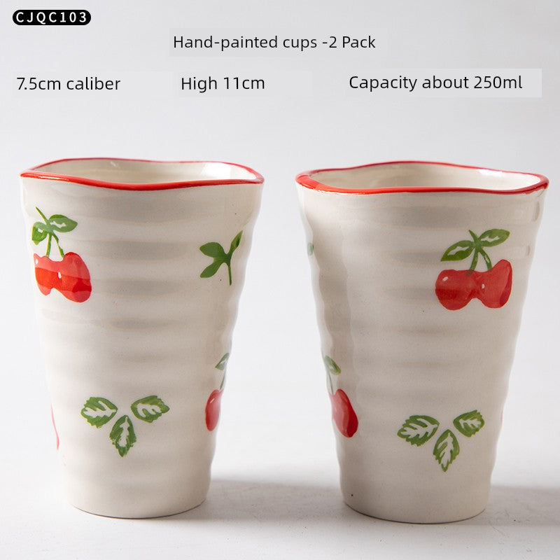 Cup Ceramic Mug with Cover Spoon Tea Cup Retro Domestic Coffee Cup Creative Personalized Trend Couple's Cups