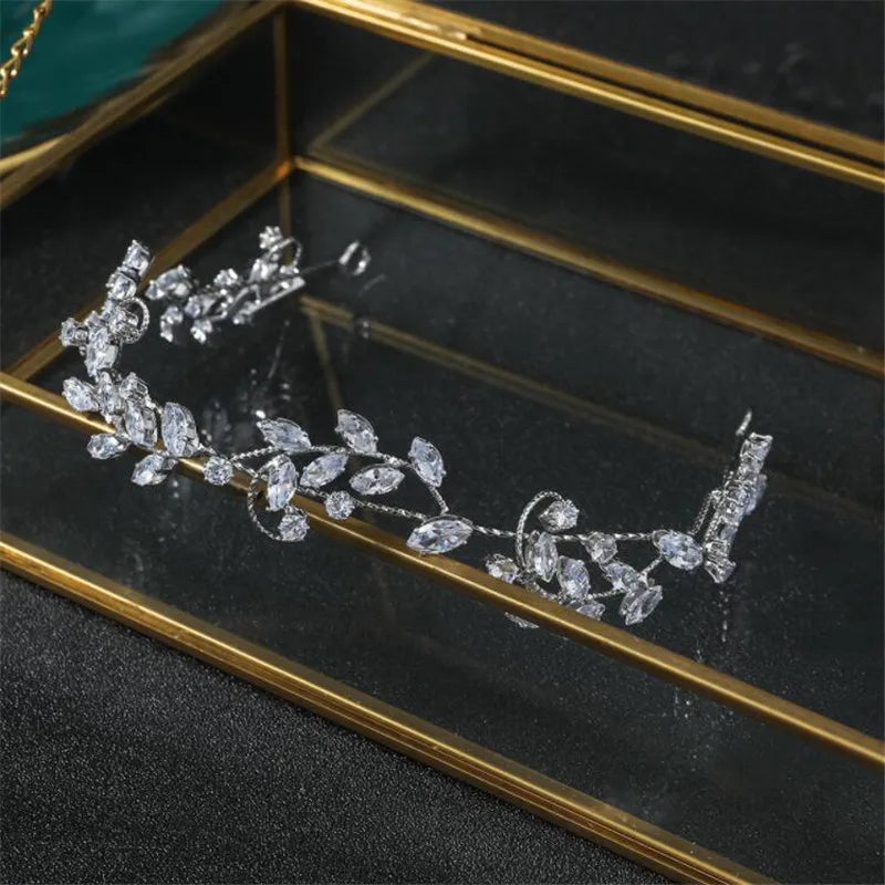 Luxury Bridal Headband Wedding Hair Pieces Zirconia CZ Bride Headpiece Tiaras Crowns 15 Years Girl Women Diadem Prom Headdress
