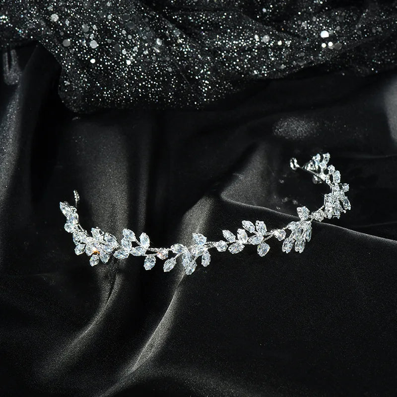 Luxury Bridal Headband Wedding Hair Pieces Zirconia CZ Bride Headpiece Tiaras Crowns 15 Years Girl Women Diadem Prom Headdress