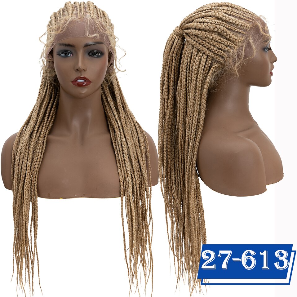 My-Lady Synthetic 25inch Braided Lace Front Wig Box Braids Wig With Baby Hair Tied Up Cornrow Braids Lace Wigs Frontal Afro Wig