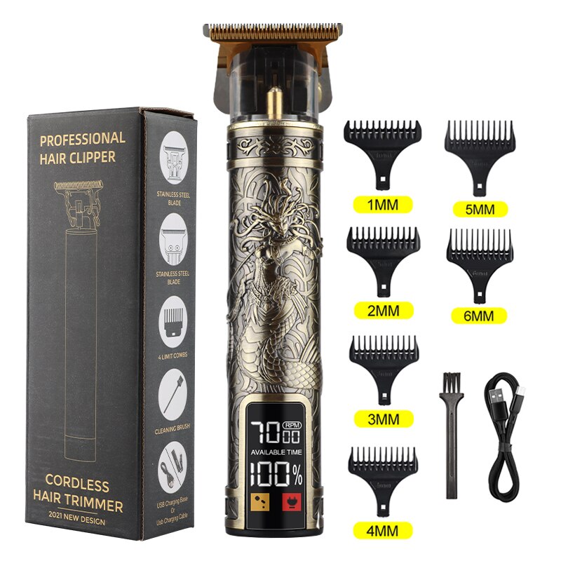 HIENA White Set Dragon Professional Hair Clipper Cordless Hair Trimmer For Men Shaver Hair Cutting Machine Barber Machin Beard