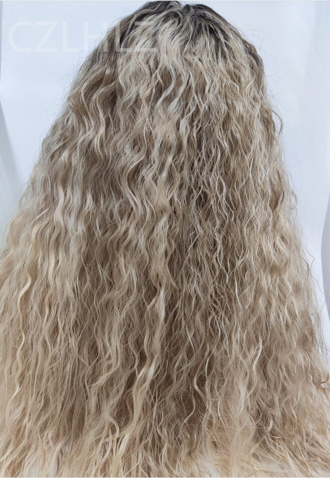 Women's Long Hair Wig Costume Party Wig Fashion Curly Wigs Blonde Ombre Synthetic Hair Long Curly Wavy Wigs Soft Natural Wigs