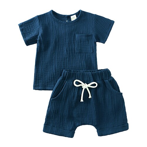 Summer Essential Baby Boys 2 Pieces Tracksuit Clothing Sets Toddler O-Neck Cotton Top T-Shirt+Shorts Suit For Girls Kids Outfits