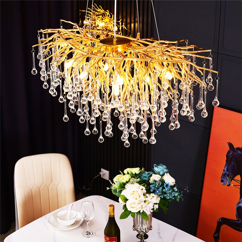 Nordic Luxury Crystal LED Chandelier LOFT Villa Large Lustre Ceiling Chandeliers for Living Room Hotel Home Lamp Indoor Lighting
