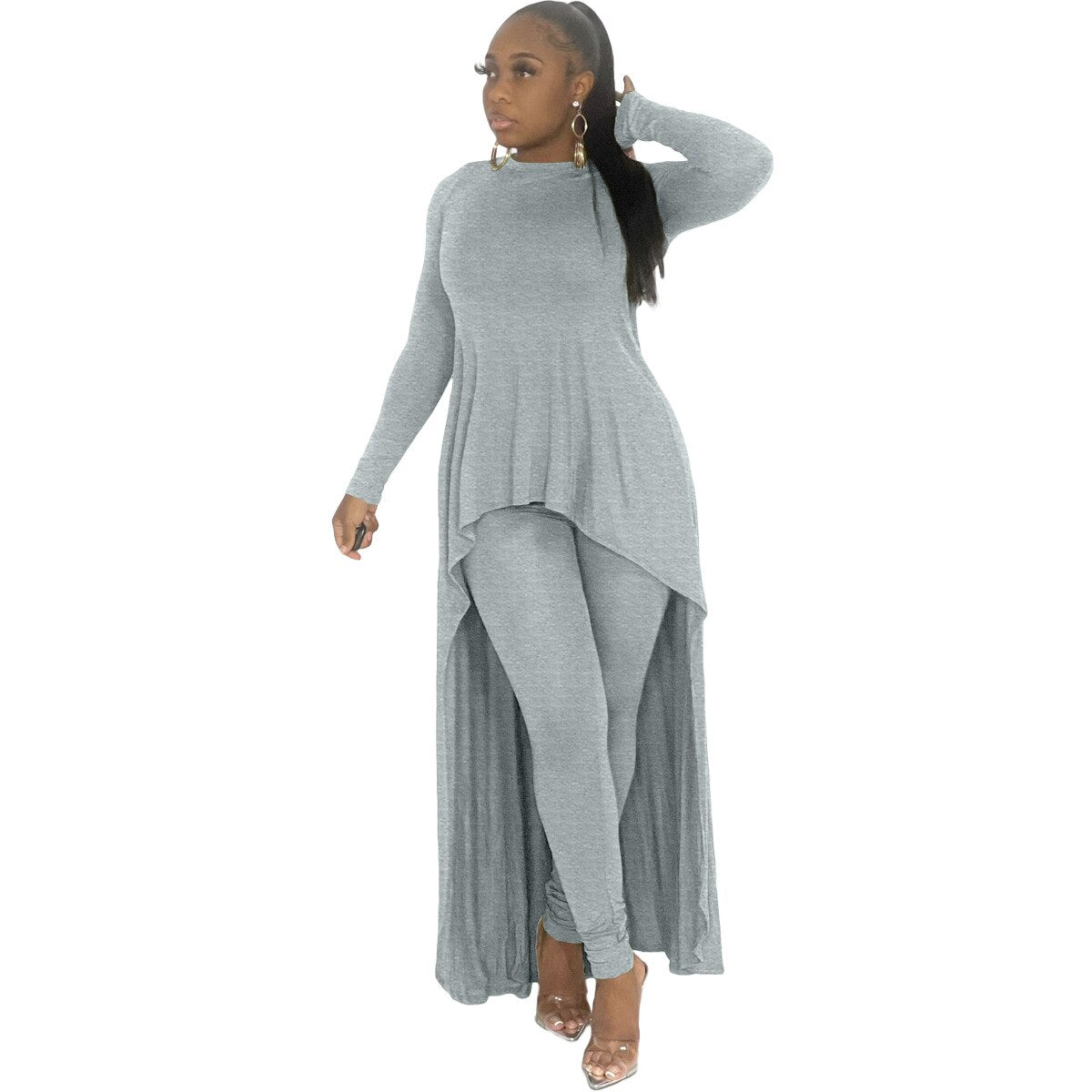 HLJ&amp;GG Fall Winter Casual Irregular Top + Skinny Pants Two Piece Sets Women Outfits Female PINK Letter Print Matching Tracksuits