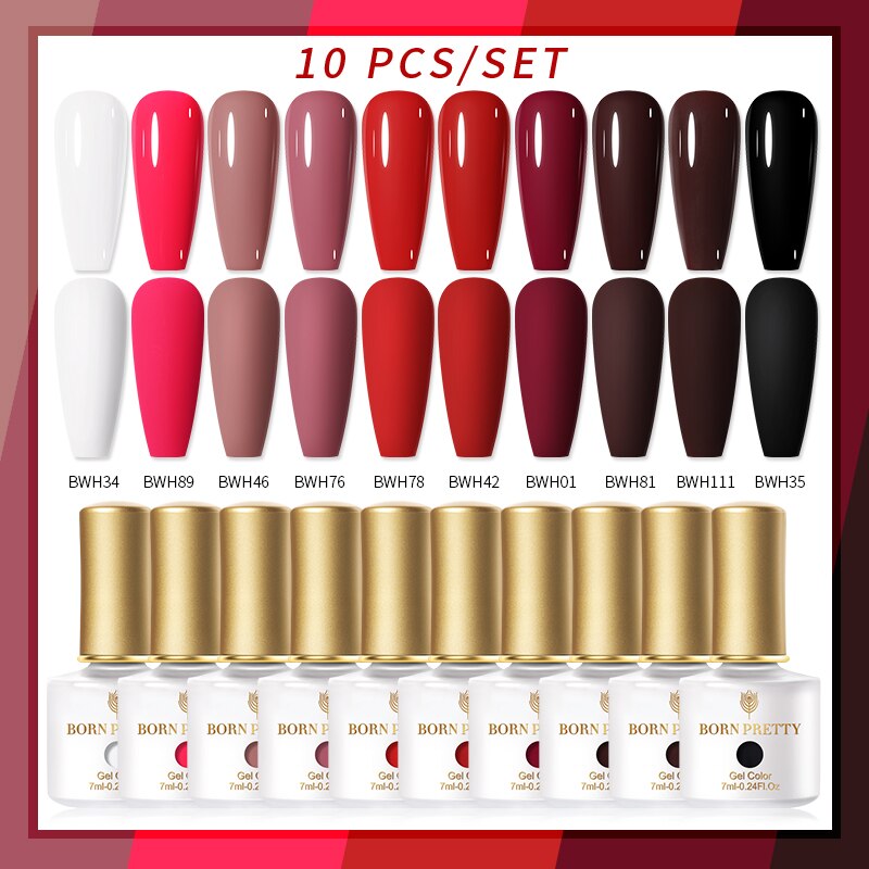 BORN PRETTY 10/12Pcs Gel Nail Polish Set 7ml Jelly Nude Gel &amp; Rainbow Cat Magnetic Gel Polish for Nail Art Design Base Top Coat
