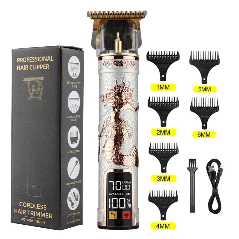HIENA White Set Dragon Professional Hair Clipper Cordless Hair Trimmer For Men Shaver Hair Cutting Machine Barber Machin Beard