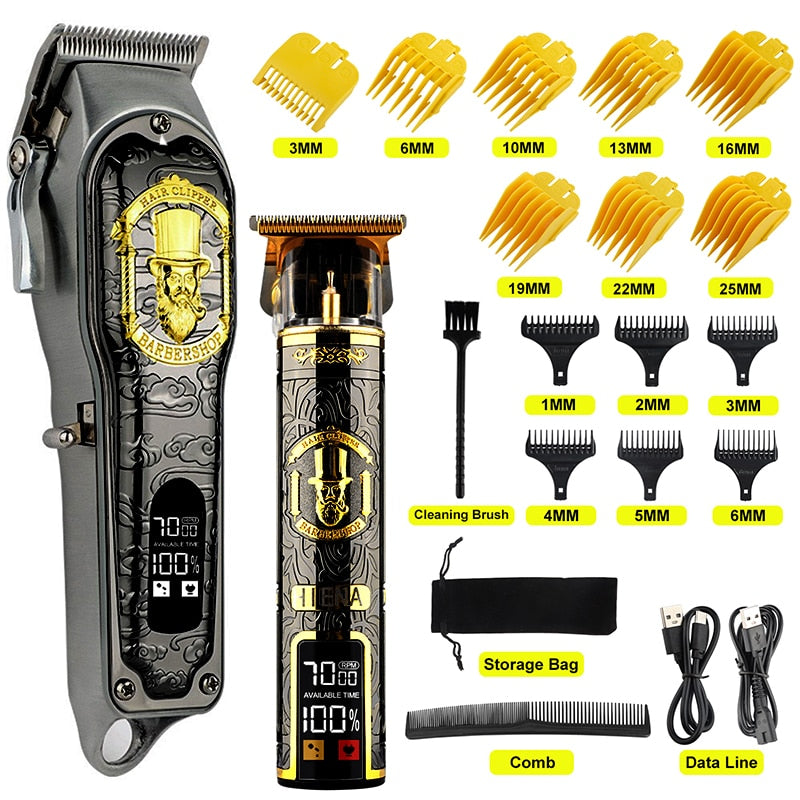 HIENA White Set Dragon Professional Hair Clipper Cordless Hair Trimmer For Men Shaver Hair Cutting Machine Barber Machin Beard