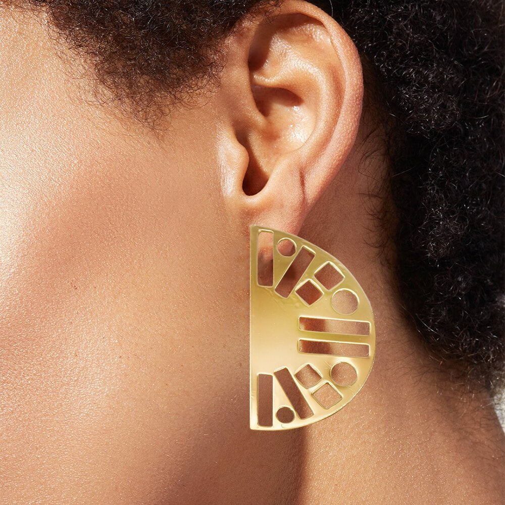 Special Pendant Geometric Earrings For Women Gold Color Metal Big Earring Wedding Party Gift Dangle Drop Earrings 2022