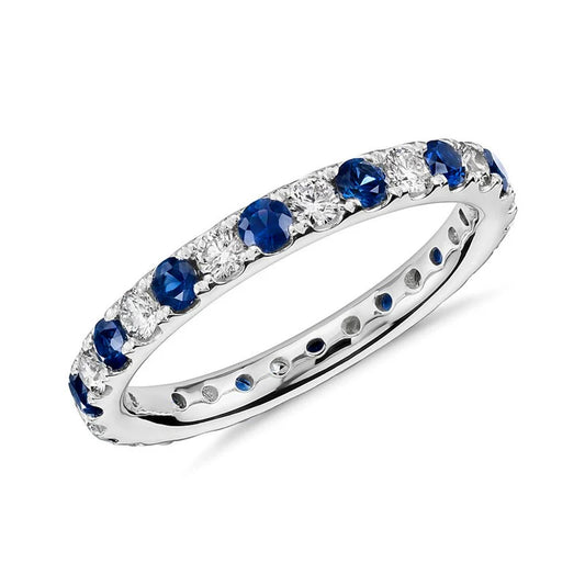 Huitan Exquisite Women's Thin Ring Full Paved Blue White Cubic Zirconia Simple Stylish Girls Promise Rings Wedding Party Jewelry