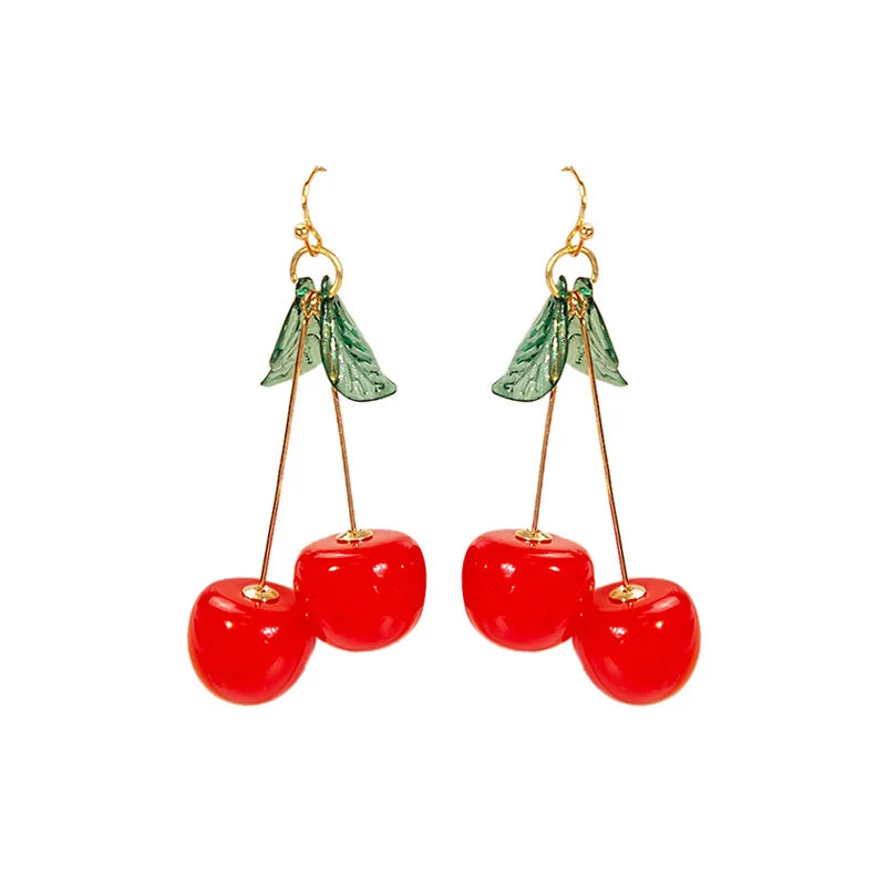 New Fashion Red Crystal Cherry Temperament Earrings For Women Personalized Party Jewelry Gifts